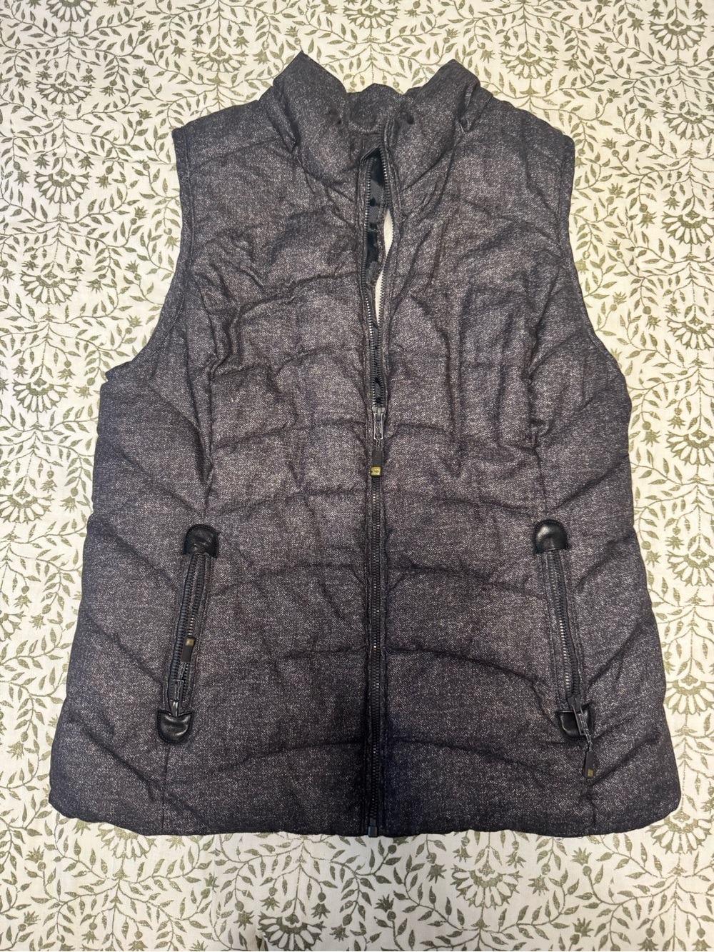 Folk Quilted Puffer Vest in Charcoal Heather